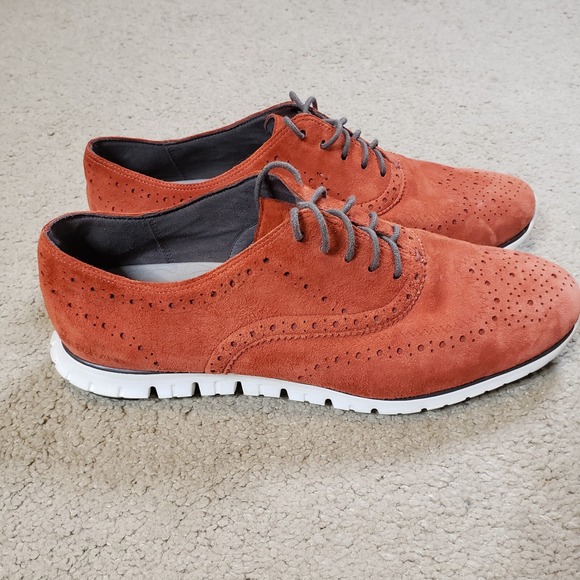 Cole Haan Zerogrand Shoes Women 9.5 C WIDE Wingtip Oxford Suede Leather Red - Picture 1 of 10